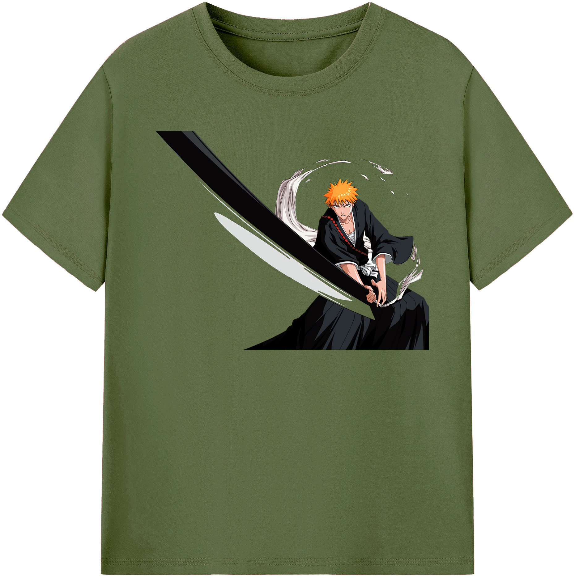 （画像用） ブリーチ 黒崎一護（くろさき いちご）BLEACH Kurosaki Ichigo 綿100％半袖Tシャツ（フロントプリント）
